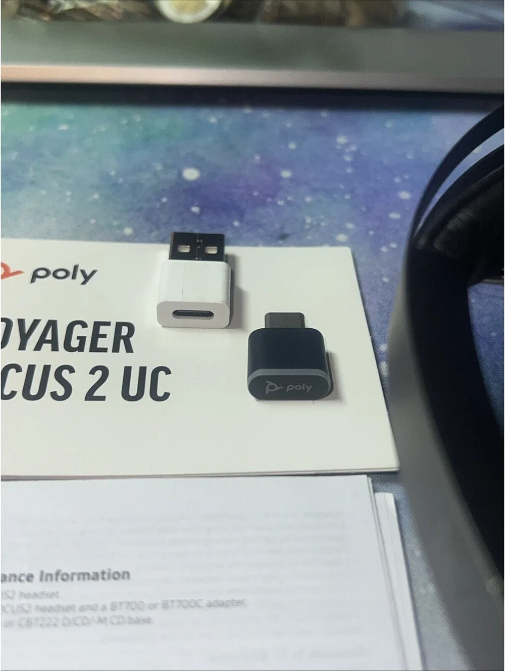 Poly Voyager Focus 2 Wireless Headset w/Charger, Case, USB Dongle - Plantronics